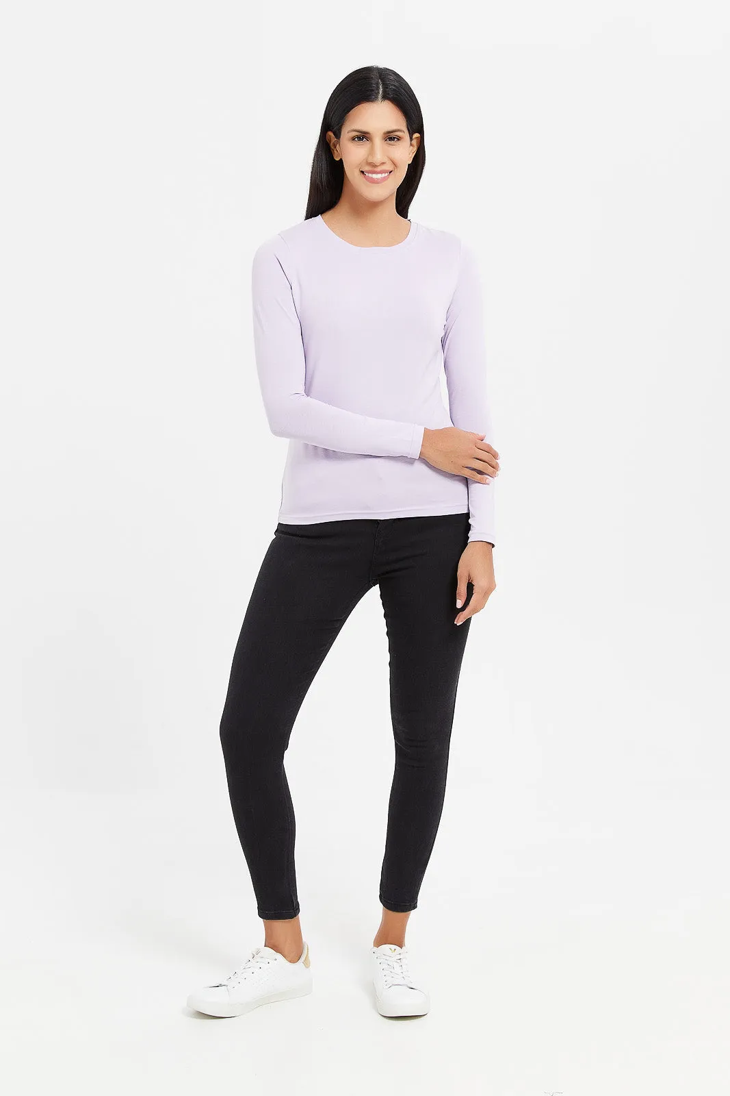 Women Lilac Long Sleeve T-Shirt