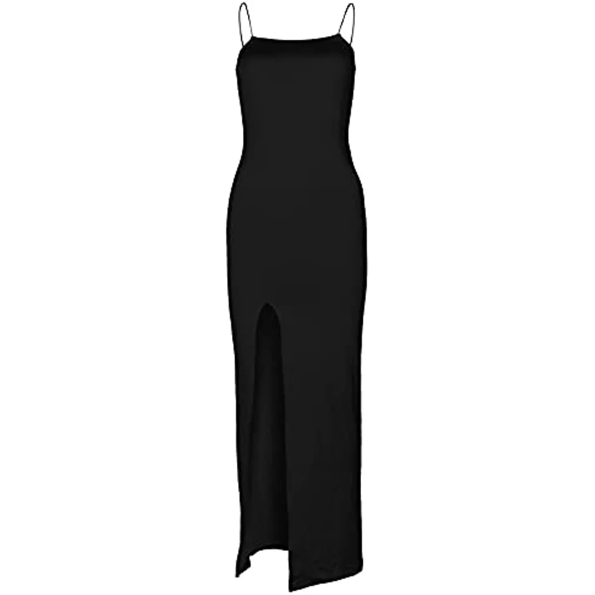 Women's Spaghetti Strap Backless Thigh-high Slit Bodycon Maxi Long Dress Club Party Dress