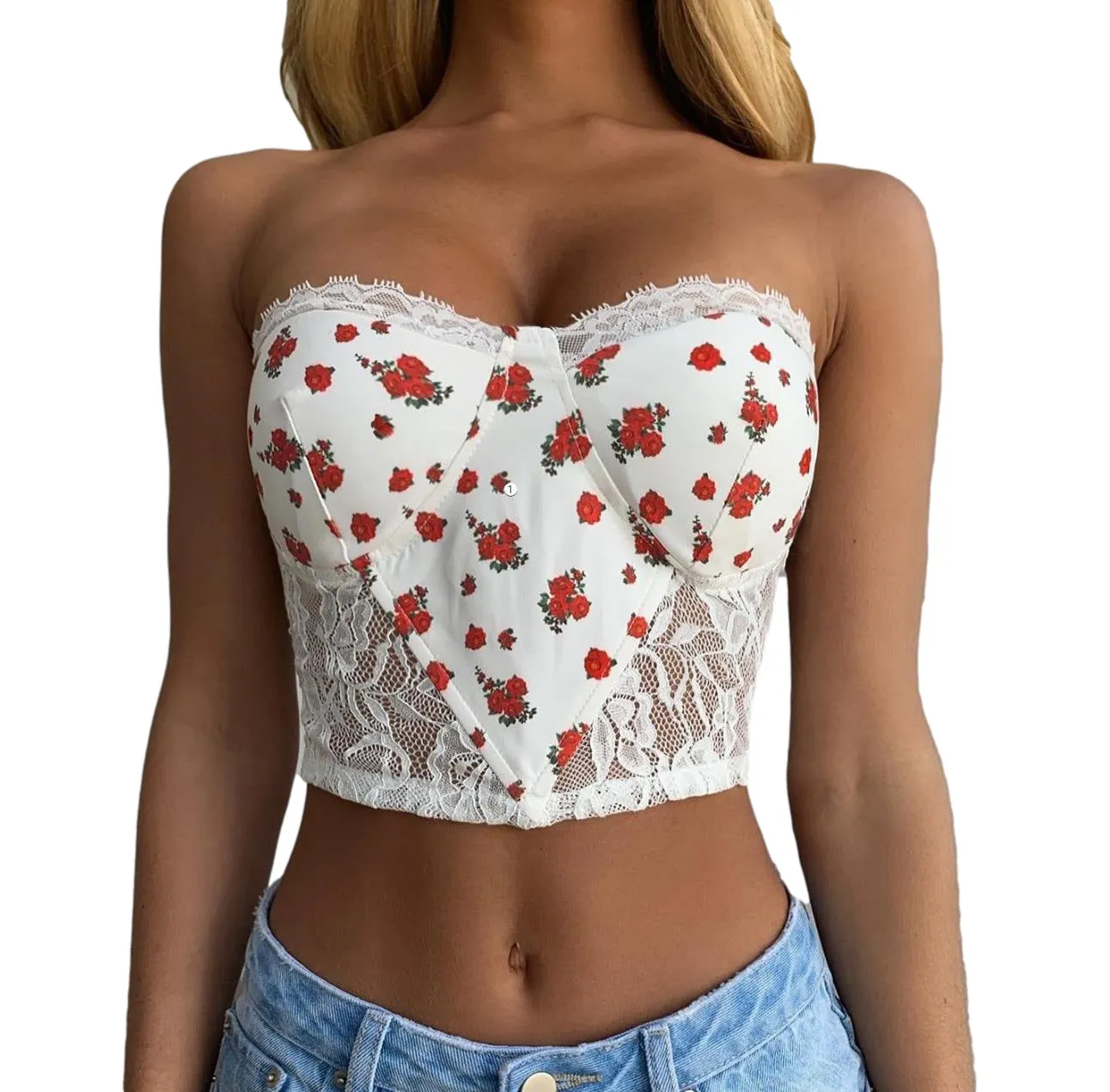 Women's White Printed Sexy Wrapped Chest Fashion Slim Tank Top