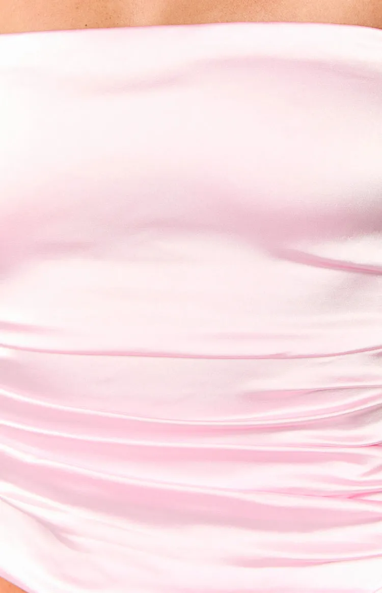 Zaylee Pink Strapless Satin Top